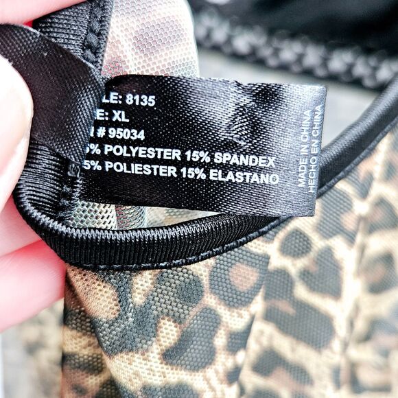 Collection Lingerie XL Leopard Mesh Babydoll Chemise Red Ribbon Bows - Picture 8 of 8